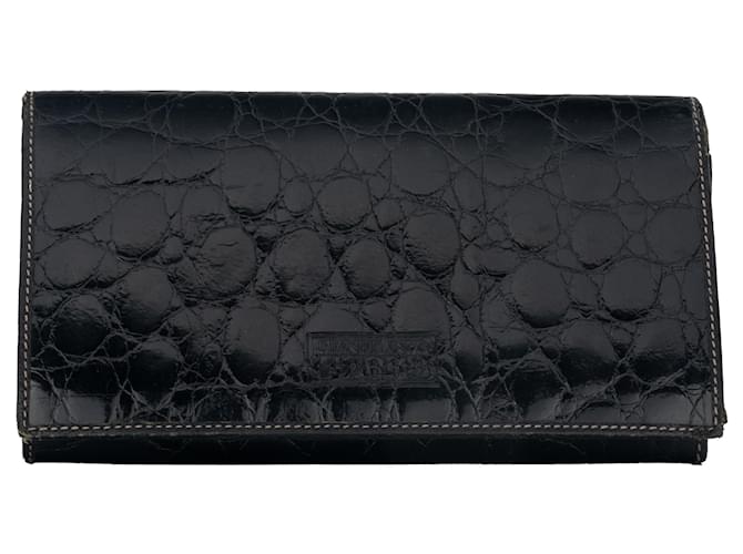 Gianfranco Ferré Black Crocodile Wallet Leather  ref.703320