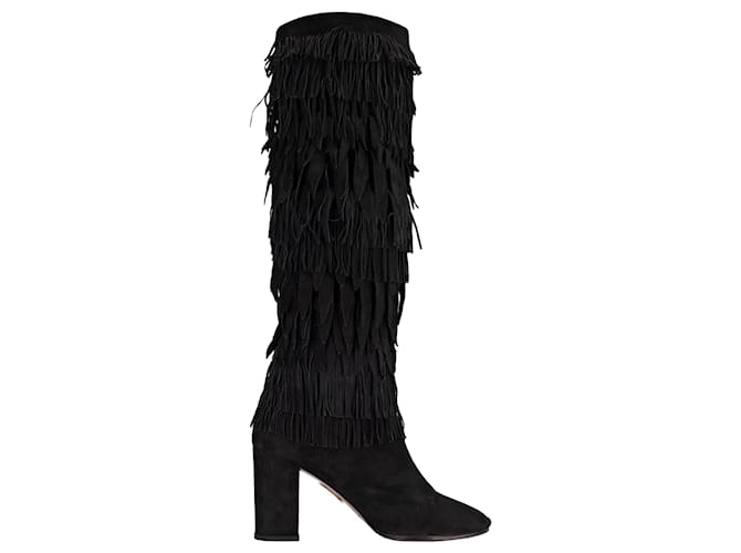 Aquazzura Fringed Boots Black Leather  ref.703357