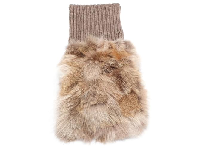 Miu Miu Fox Fur Trimmed Wool Scarf  ref.703389