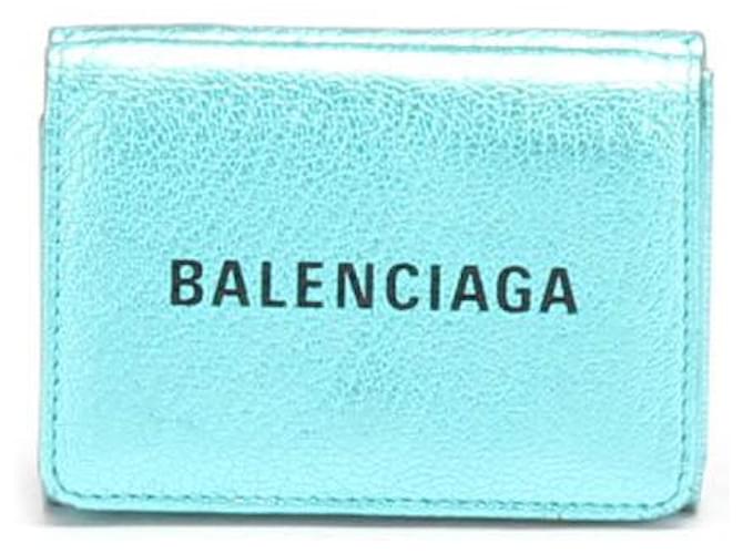 Petit portefeuille à trois volets en cuir métallisé Balenciaga Veau façon poulain  ref.703431