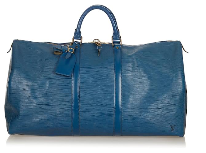 Louis Vuitton Epi Keepall 55 Azul  ref.703477