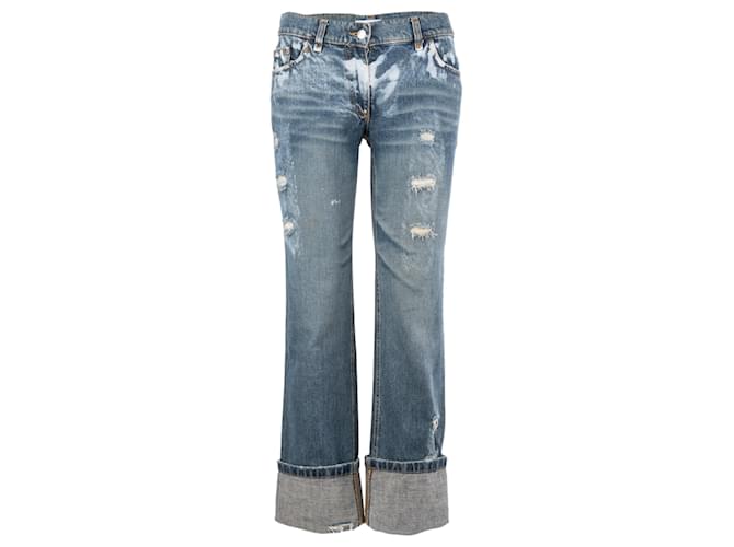 Dolce & Gabbana Jeans Con Efecto Mancha Azul Algodón  ref.703523