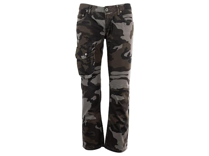 Dondup Camouflage Capri Pants Green Cotton  ref.703536