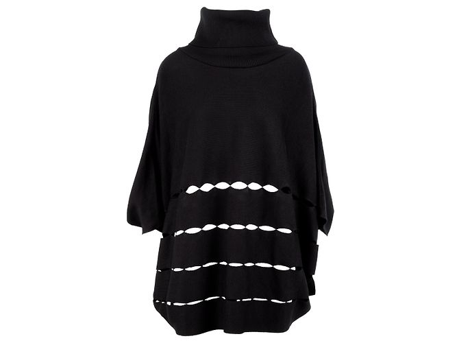 Gaetano Navarra Rollkragenponcho Schwarz