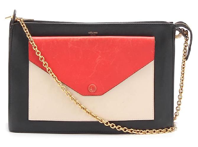 Celine Tricolor Envelope Clutch mit Kette