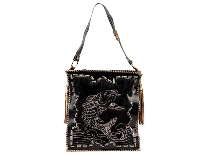 Autre Marque Collection Privée Cavallino Bag Black Golden Leather  ref.703606