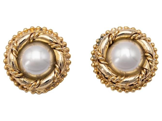 Autre Marque Clip Earrings With Pearls White Golden  ref.703612