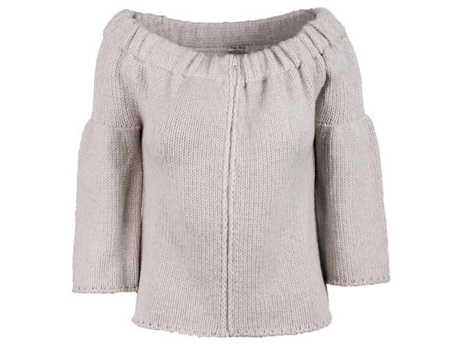 Miu Miu Beige Sweater With Zipper  ref.703624