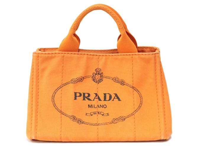 Prada Canapa Tote Bag Orange Synthetic  ref.703630