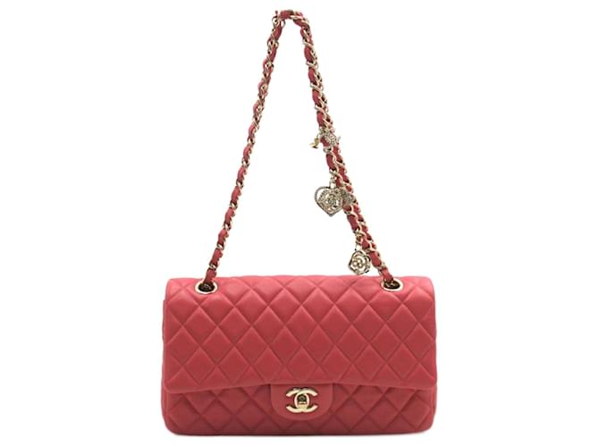 Chanel Camellia Charm Small Classic Single Flap Bag Lambskin ref
