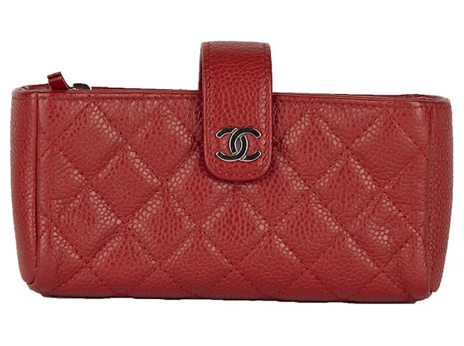 Chanel Coral Quilted Velvet Mini Phone Holder Clutch Bag w/ Chain