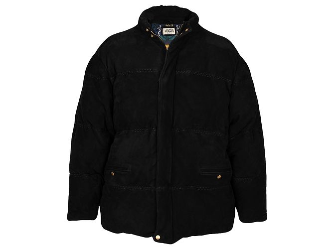 Hermès Wildleder-Puffermantel Schwarz