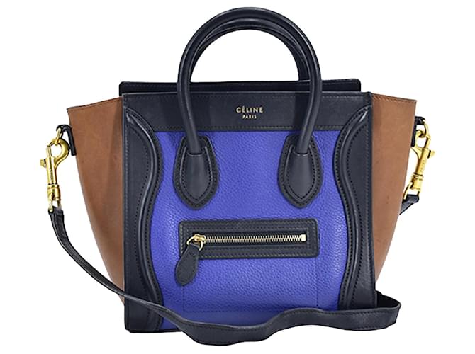 Céline Celine Nano Luggage Tote Leather Satchel Blue  - 10's Pony-style calfskin  ref.703844