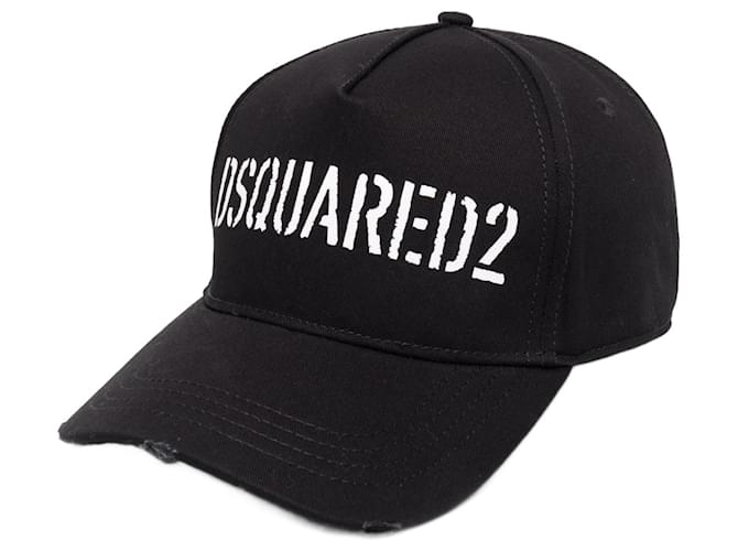 Dsquared2 Baseballkappe mit Logo-Print Schwarz Baumwolle  ref.703858