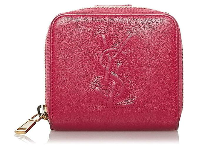 Yves Saint Laurent Logo Leather Compact Wallet Pony-style calfskin  ref.703907