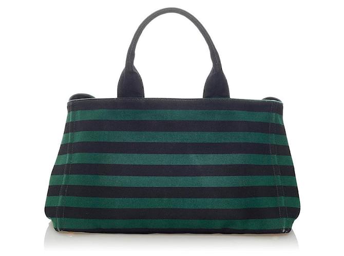 Prada Striped Canapa Handbag Cloth  ref.703929
