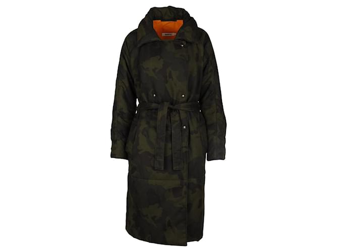 Autre Marque Marios Military Print Long Jacket Green Polyester  ref.703976