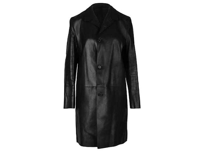Trunk bibliotek bur overskud Gucci Leather Trench Coat Black ref.703987 - Joli Closet