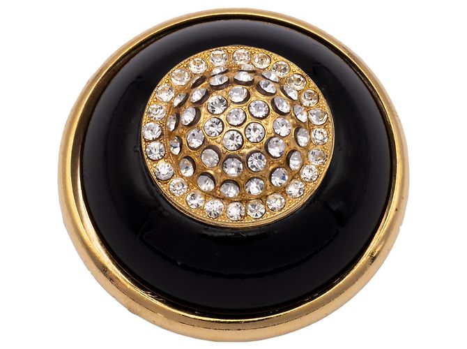Autre Marque Spilla Collection Privée Nera e Oro con Strass D'oro