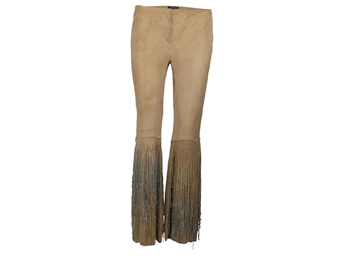 Roberto Cavalli Suede Pant with Crystals Brown Leather  ref.704059