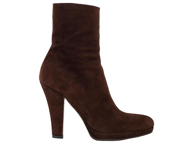 Miu Miu ankle boots Brown Leather  ref.704084