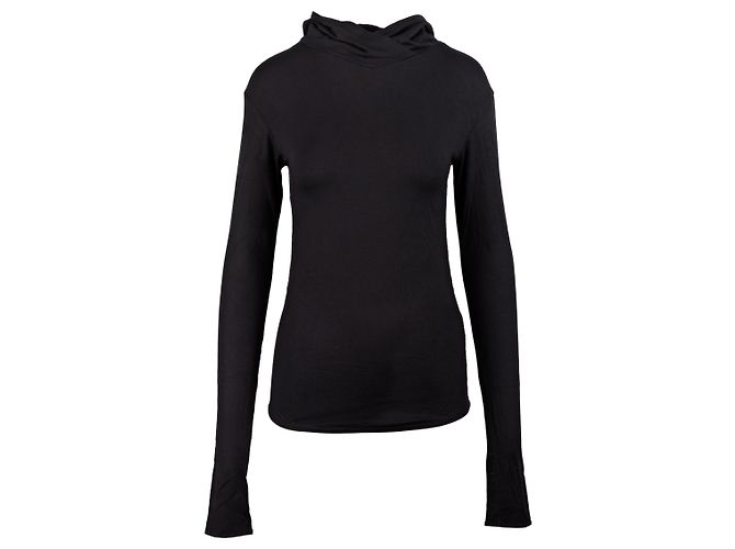 Autre Marque Monochromer schwarzer Kapuzenpullover '10S 