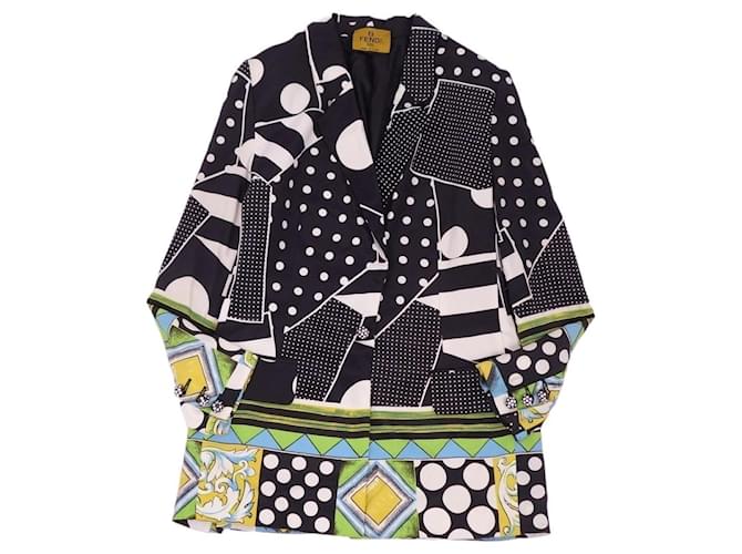 * Vintage Fendi FENDI veste sur mesure strass ensemble motif femme unique 1 bouton multicolore taille 42 (Équivalent M) Soie Acetate  ref.704291