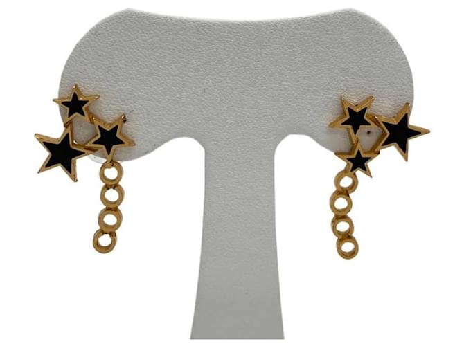 *CHANEL Chanel COCO logo Star Brincos Ouro Preto GP Star Dourado Banhado a ouro  ref.704401