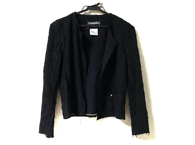 * CHANEL Jacket Long Sleeve/Autumn/Spring Black Silk Polyester Wool Viscose Nylon  ref.704435