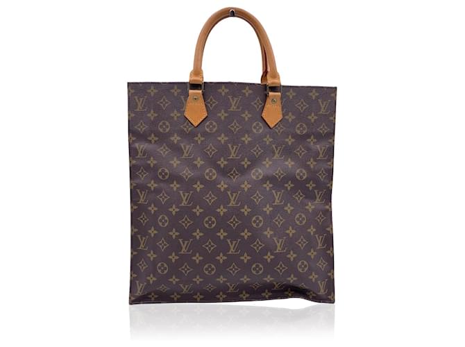 Louis Vuitton Vintage Brown Monogram Canvas Sac Plat GM Tote Bag Cloth  ref.704773