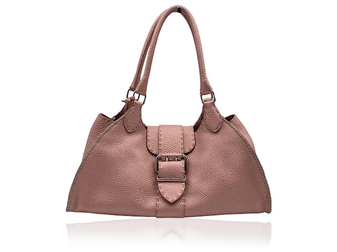Fendi Selleria Pink Metallic Leather Sporty Hobo Shoulder Bag  ref.704775