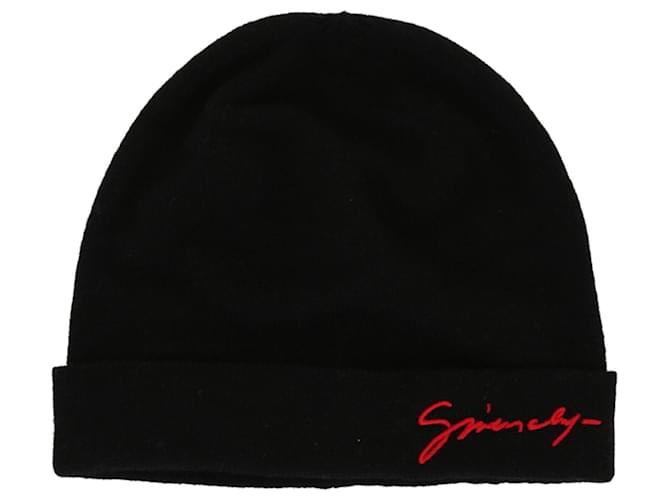 Kaschmir-Mütze mit aufgesticktem Logo von Givenchy Schwarz Wolle  ref.705263