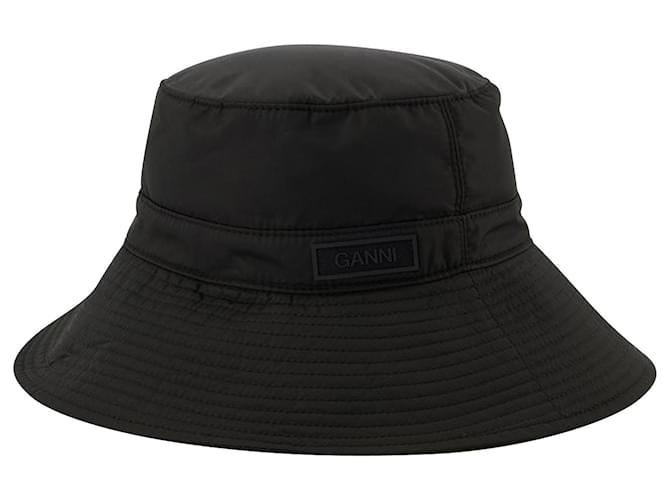 Ganni Black Recycled Tech Bucket Hat ref.705280 - Joli Closet
