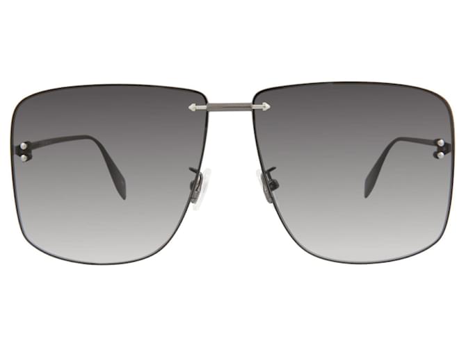 Alexander McQueen Square-Frame Metal Sunglasses Silvery Metallic  ref.705303
