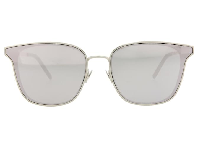 Saint Laurent Square-Frame Metal Sunglasses Silvery Metallic  ref.705366