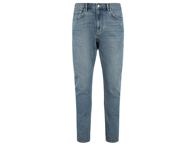 Calça jeans reta estampada Burberry Stonewash Azul  ref.705382