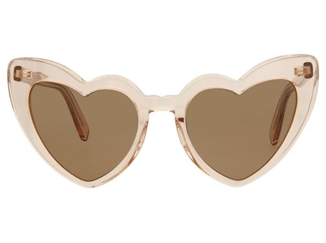 Saint Laurent Sonnenbrille mit Cat-Eye-Rahmen aus Acetat Beige Zellulosefaser  ref.705394