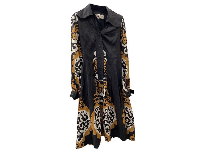 Autre Marque Réty Couture Kleid Schwarz Weiß Beige