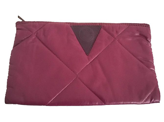Kit de Viaje Lancel Acolchado Nylon Rojo Oscuro Burdeos