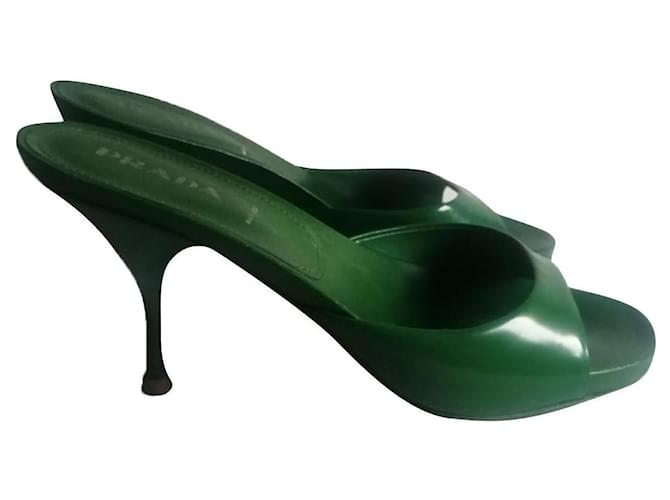 Prada Des sandales Cuir Vert foncé  ref.705716