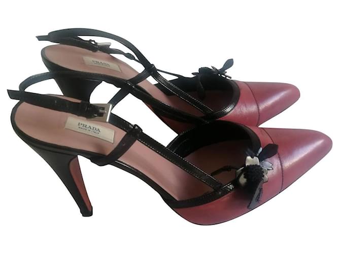 Prada Tacones Rosa Cuero  ref.705718