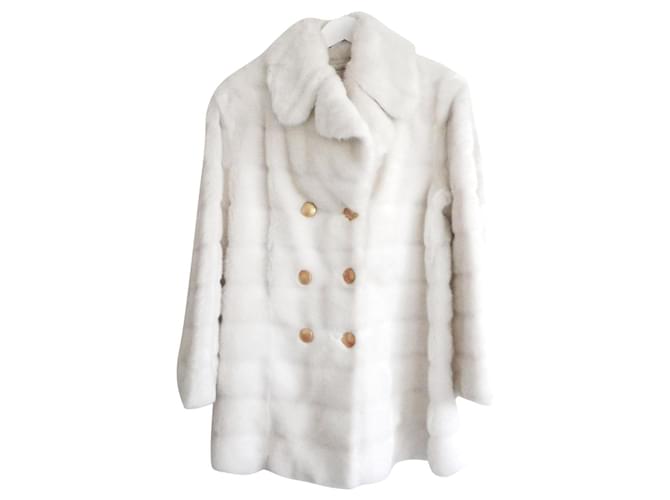 Gucci x Tom Ford Fall 1995 casaco de pele fake branco Pele sintetica  ref.705723