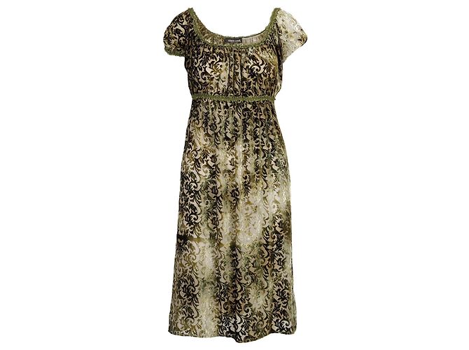 Vestido estampado de terciopelo verde de Roberto Cavalli