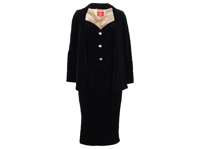 Vivienne Westwood costume en velours noir label rouge Coton  ref.705803