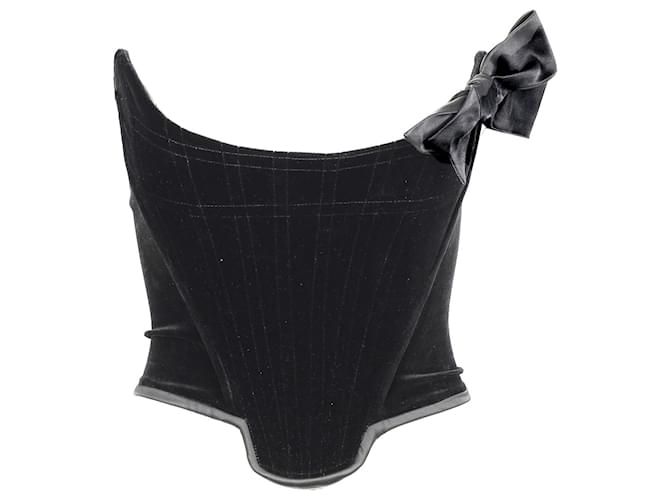 Vivienne Westwood corsetto in velluto nero con fiocco in raso  ref.705805
