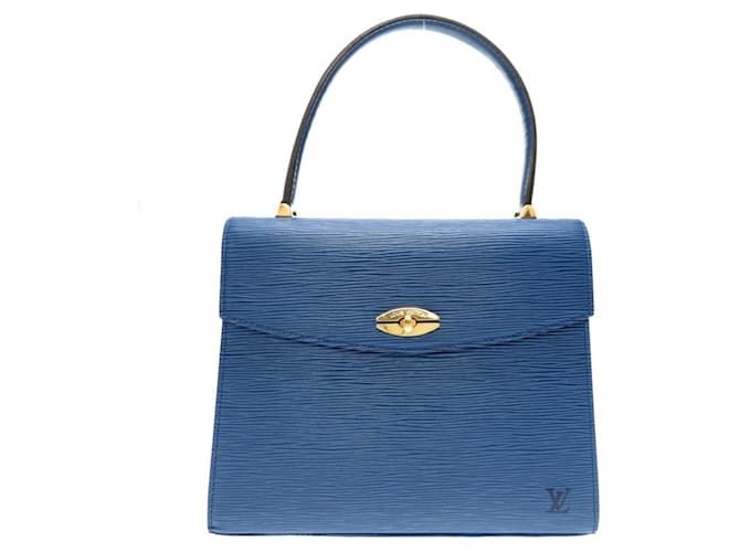 Louis Vuitton Malesherbes Azul Couro  ref.705840