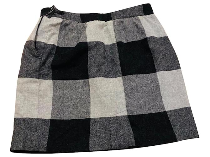 Burberry Skirts Black Grey Polyester Wool  ref.705959