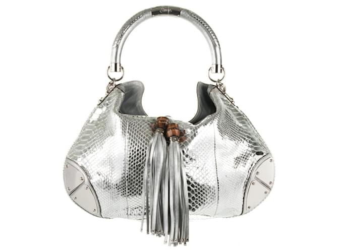 Dionysus Gucci Silver Metallic Python Large Babouska Indy Bag.  Limited edition! Silvery