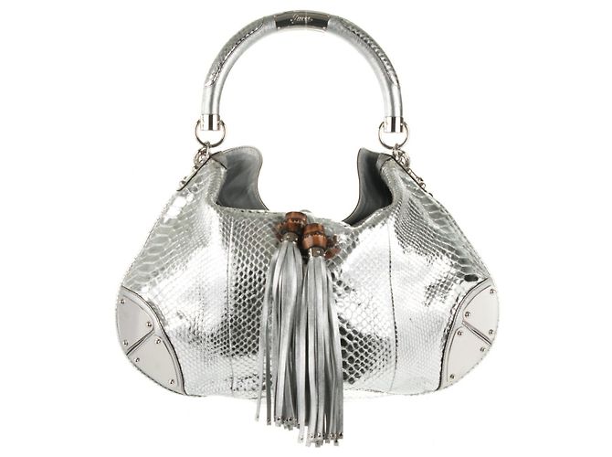 Dionysus Bolsa Grande Babouska Indy Gucci Silver Metallic Python.  Edição limitada! Prata