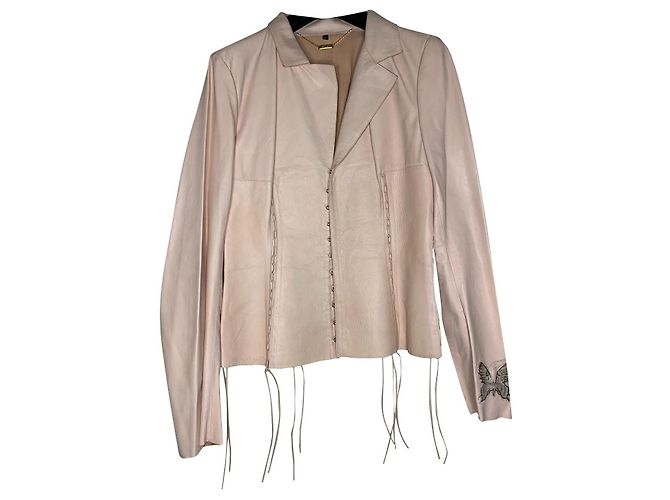 Roberto Cavalli Lederjacke in Rosa Pink